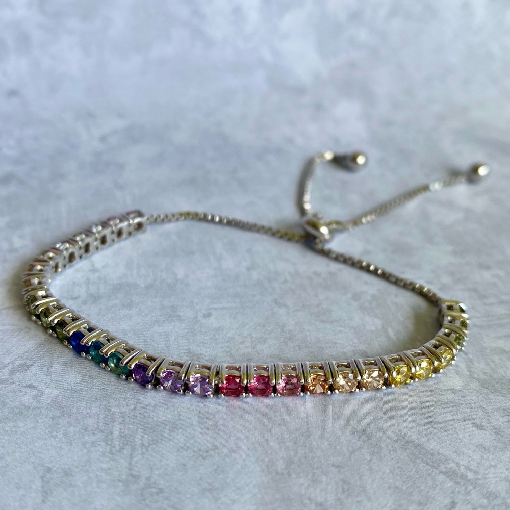 Sterling Silver Rainbow CZ Bracelet
